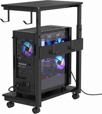Mobile Rolling Computer Tower Stand PC Stand CPU Holder Cart Height Adjustable picture