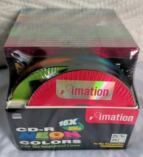NEW Imation Neon Colors 16x 700MB 80-min CD-R With Slim Jewel Cases Sealed 25pk picture
