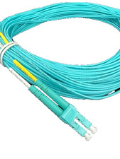 5M, OM4 LC to LC Duplex Multimode Fiber Optic Patch Cable Aqua Cord 5PK picture