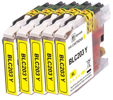 5 PK YELLOW Premium Ink fits Brother LC203 MFC-J480DW MFC-J5320DW MFC-J4320DW picture