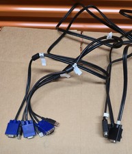 Lot of 4 USB VGA KVM Switch Cable 2-in-1 PC Server Rack Cord 15-Pin Male to Male picture