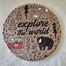 Round Mouse Pad Explore The World Office Desk Accessories. Inspiring, Whimsical. picture