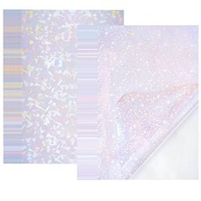 2 Types Transparent Holographic Laminate Sheets Broken Glass and Stars-20pcs picture