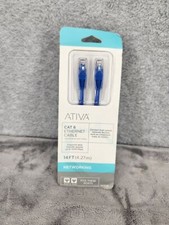 ATIVA CAT 6 Ethernet Cable 14 FT 1000 Mbps Blue Includes Two Male RJ45 Plugs picture