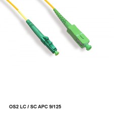 Kentek 9Ft LC/SC APC OS2 9 /125 Simplex Single-Mode Fiber Optic Cable OFNR picture