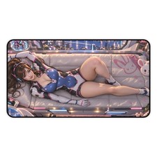 D.Va Anime Gaming Desk Mat Pink Blue Art Large Mouse Pad Streamer Gift picture