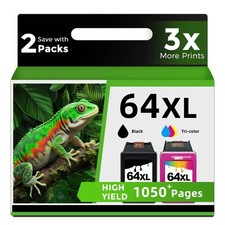 64XL Ink Cartridges Black/Color Combo Pack Replacement for HP Ink 64 64XL HP6... picture