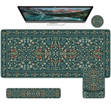 Ergonomic Large Mouse Pad Wrist Rest Desk Mat Deep Green Floral Gaming picture