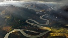 Landscape nature river sun rays mountains island valley Custom Gaming Mat Desk picture