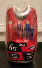 GE USB 2.0 6 Ft Wi Dows & Mac Printer Device Cables 480 MPS 3 Pack A B Plug picture