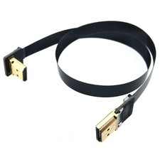 HDMI Flex Cable L Angled to Standard Male Plug 4K Drone PC Video Flat Wire 20cm picture