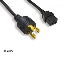 10x 12ft 12 AWG Power Cable NEMA L6-30P to IEC-60320 C19 15A/300V SJT Black picture