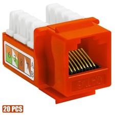20Pcs Cat6 RJ45 Network LAN Ethernet Keystone Jack 110 Punch Down Snap In Orange picture