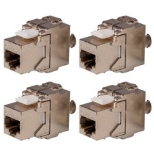 4 Pcs Cat6 RJ45 Network LAN 180 Degree Slim Shielded Keystone Jack FTP Tool Less picture