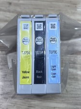 3 Pack Genuine Epson Black Cyan Yellow Ink Cartridges T0795 T0794 T0791 Sealed picture