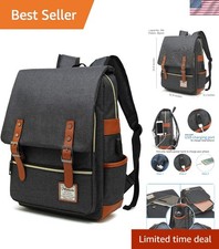 Multi-Compartment Vintage Laptop Backpack - USB Charging & Lightweight Comfort picture