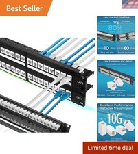 Patch Panel 48 Port Cat6 10G Keystone Pass-Thru Network UTP 19-Inch picture