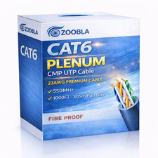 Cat6 Plenum Ethernet Cable 1000Ft (305M) – 23AWG Solid 100% Pure Copper UTP CMP picture