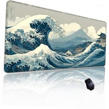 Kanagawa Wave Surfing Mouse Pad, Large Great Mount Fuji Japanese Kanagawa wave picture