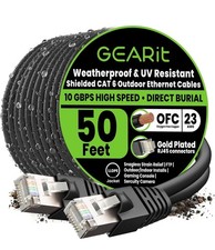GEARit Cat6 Outdoor Ethernet Cable 50FT 550MHz Direct Burial CCA Black RJ45 picture