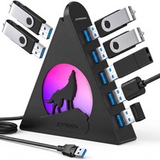 7-Port USB 3.0 Hub, Vertical USB Hub Splitter with RGB Lighting,5Gbps High-Sp... picture