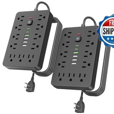 6 FT Flat Plug Surge Protector Power Strip 11 AC Outlets 6 USB Ports picture