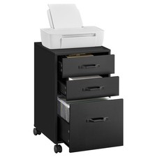 Mobile File Cabinet 3 Drawers with Wheels Ink Black UOFC065B16 VASAGLE Filing picture
