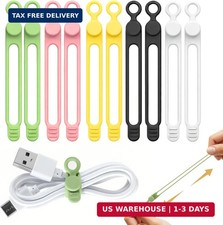 10 Pcs Silicone Cable Ties, Reusable Data Cable Organizer for Home Office picture