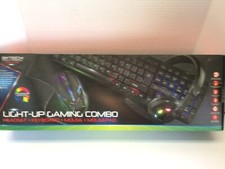 Gaming keyboard RGB lighted mouse and headset with microphone picture