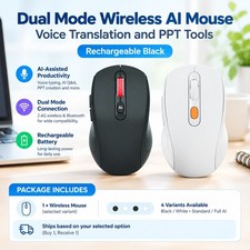 1Pcs Rechargeable AI Mouse with Voice Typing, Bluetooth and 2.4G Wireless, Black picture