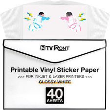 HTVRONT Printable Vinyl for Inkjet Printer & Laser Printer - 40 Pcs Glossy White picture