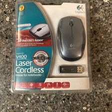 Logitech V400 Laser Cordless Notebook Mouse Metallic Grey - NEW/SEALED picture