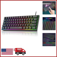 Compact 61 Key RGB Backlit Keyboard for Gaming and Office Use, Black picture