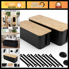 2 Pack Wooden Cable Management Box, Cord Organizer, Tangle-Free Storage Solution picture