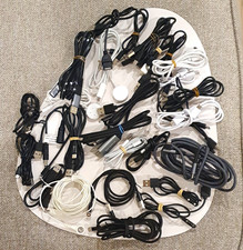 Braided USB Cable Lot Mixed Lengths USB-A to USB-C Lightning Micro-USB B/W picture