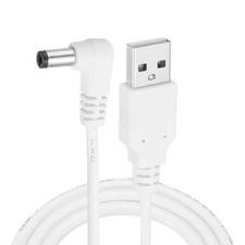 2Pcs 3.3ft USB A Type 5.5 x 2.5mm L-Shaped Head Power Connector White picture