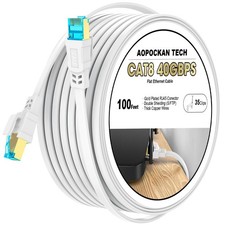 Cat 8 Ethernet Cable 100 ft, Shielded Flat RJ45 Network LAN Cable picture