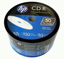 200 HP CD-R CDR 52X 700MB White Inkjet Printable Recordable Blank Disc 4x50pk picture
