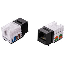 30 pcs Keystone Jack Cat6a Black 45-Degree Network 110 Punchdown 8P8C RJ45 picture