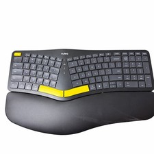 Nulea Wireless USB-C Charging USB Connect Split Ergonomic Keyboard Gray Yellow  picture