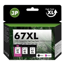 2 Black & 1 Color 67XL Ink Compatible with HP DeskJet Plus 4152 4155 4121e 4122 picture