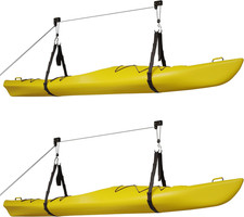 Kayak Storage Hoist Overhead Pulley System 125lb Capacity Garage Rack Bundled picture