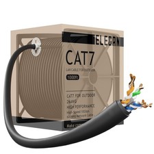 Elecan CAT 7 Outdoor Ethernet Cable Bulk 1000 Ft –Easy Pull 1000FT, Black picture
