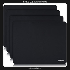 Senetem 4-Pack Mouse Pad, Non-Slip Rubber Base, Smooth Polyester Surface, Black picture