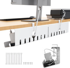 Syeeiex under Desk Cable Management, Cord Organizer, White, 17Inch, 2 Set picture