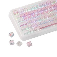 Cat Keycaps Set 113 Count, MAO Profile, Pink Meow for Mechanical Keyboard picture