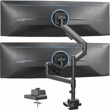 USED VIVO Pneumatic Dual Ultrawide Computer Monitor Desk Mount w/ Extension Pole picture