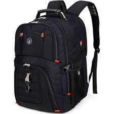 Shrradoo Extra Large Travel Laptop Backpack TSA Lock USB Port Black 17 Inch picture