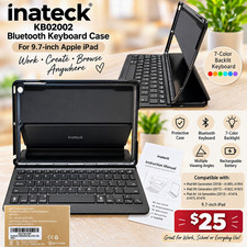 Priced To Sell.  Inateck KB02002 Bluetooth Keyboard Case 9.7 in iPad, Black picture