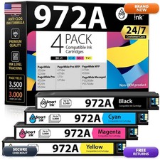 Smart Ink 972A 4 Pack Ink Cartridges for HP PageWide Pro 477dw 577dw 452dw picture